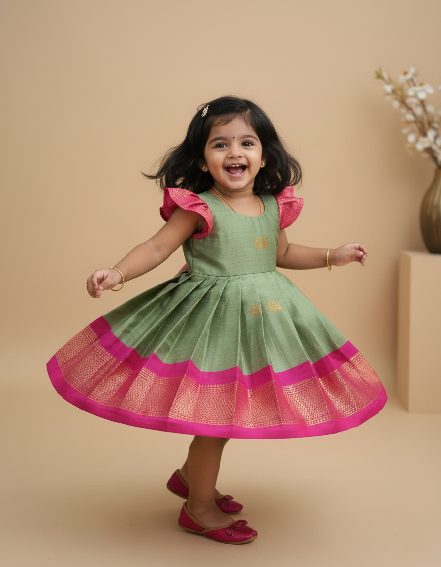 Sita Pleated Frock – Sage Green
