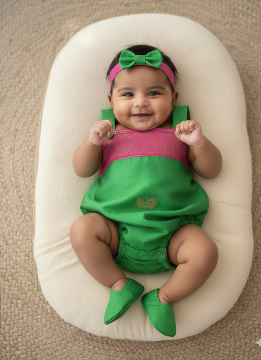 Soft Silk Baby Romper – Green
