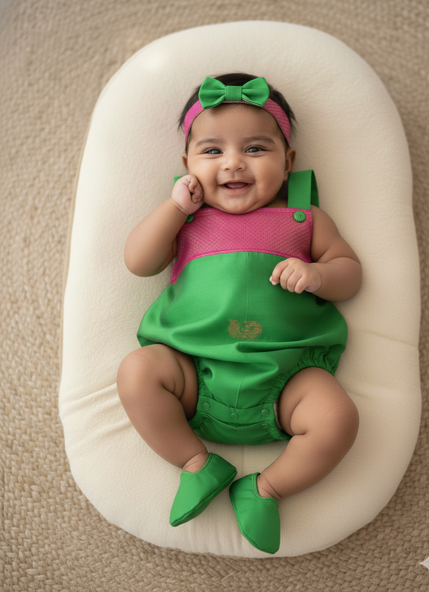 Soft Silk Baby Romper – Green