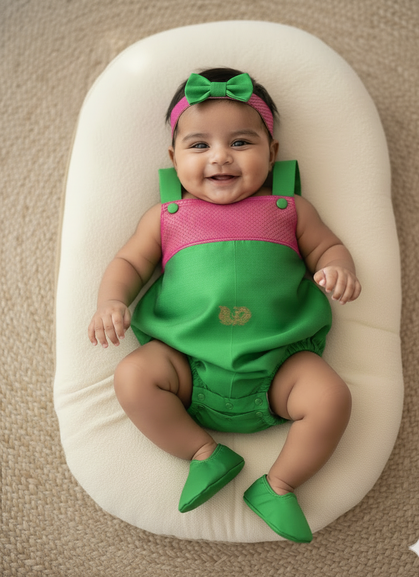 Soft Silk Baby Romper – Green