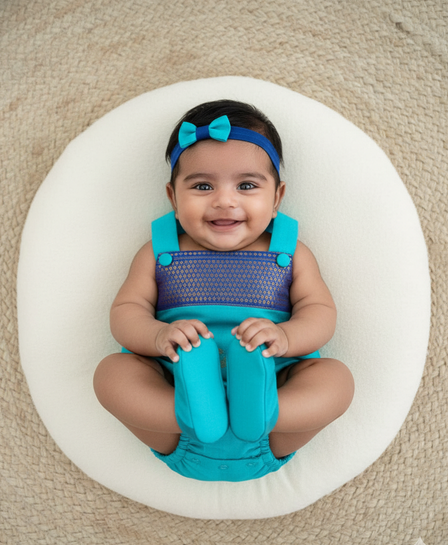 Soft Silk Baby Romper –  Blue