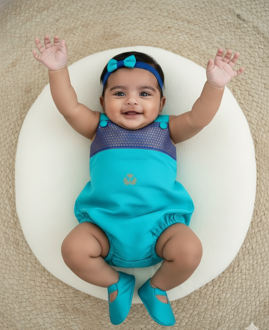 Soft Silk Baby Romper –  Blue