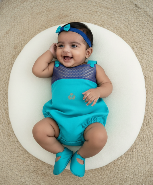 Soft Silk Baby Romper –  Blue