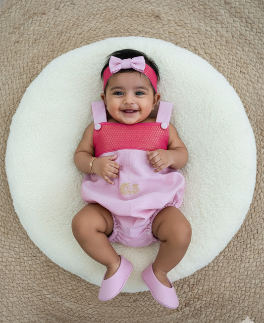 Soft Silk Baby Romper – Baby Pink