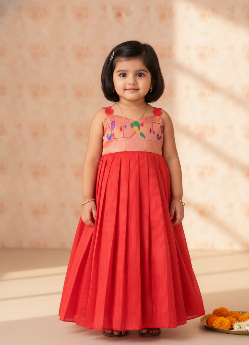 Radha long frock- Red