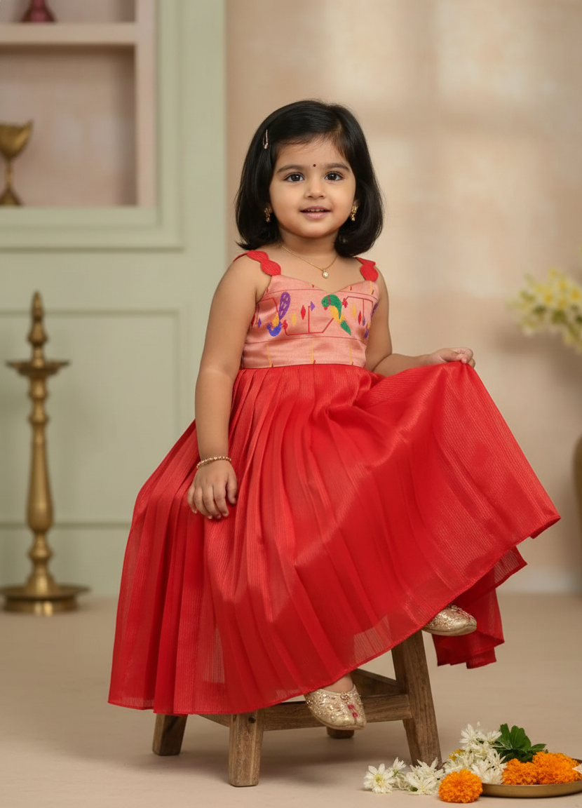 Radha long frock- Red