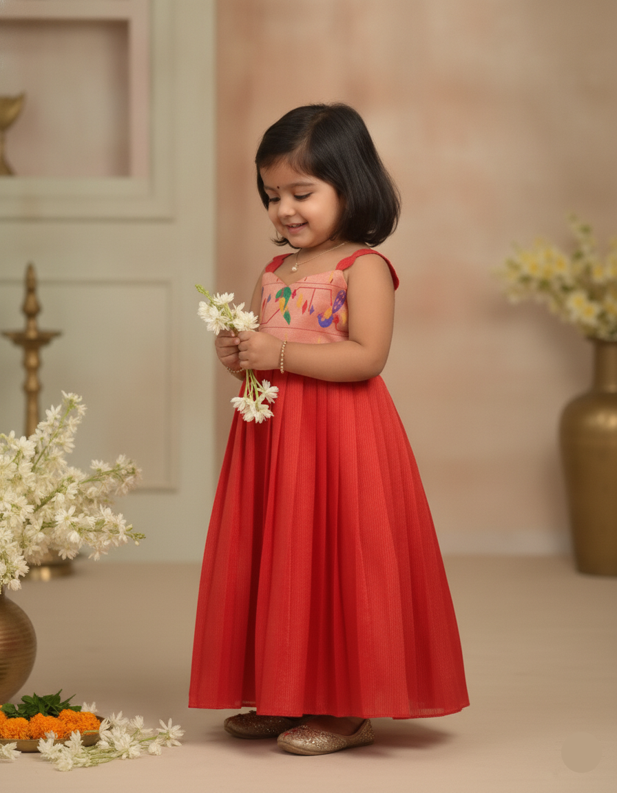 Radha long frock- Red