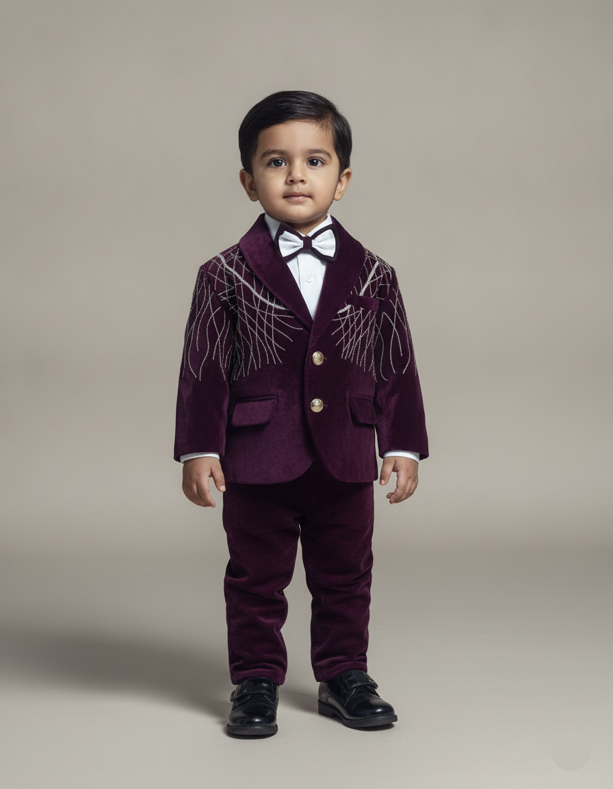 Purple Velvet Blazer Set