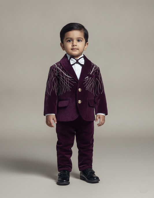 Purple Velvet Blazer Set