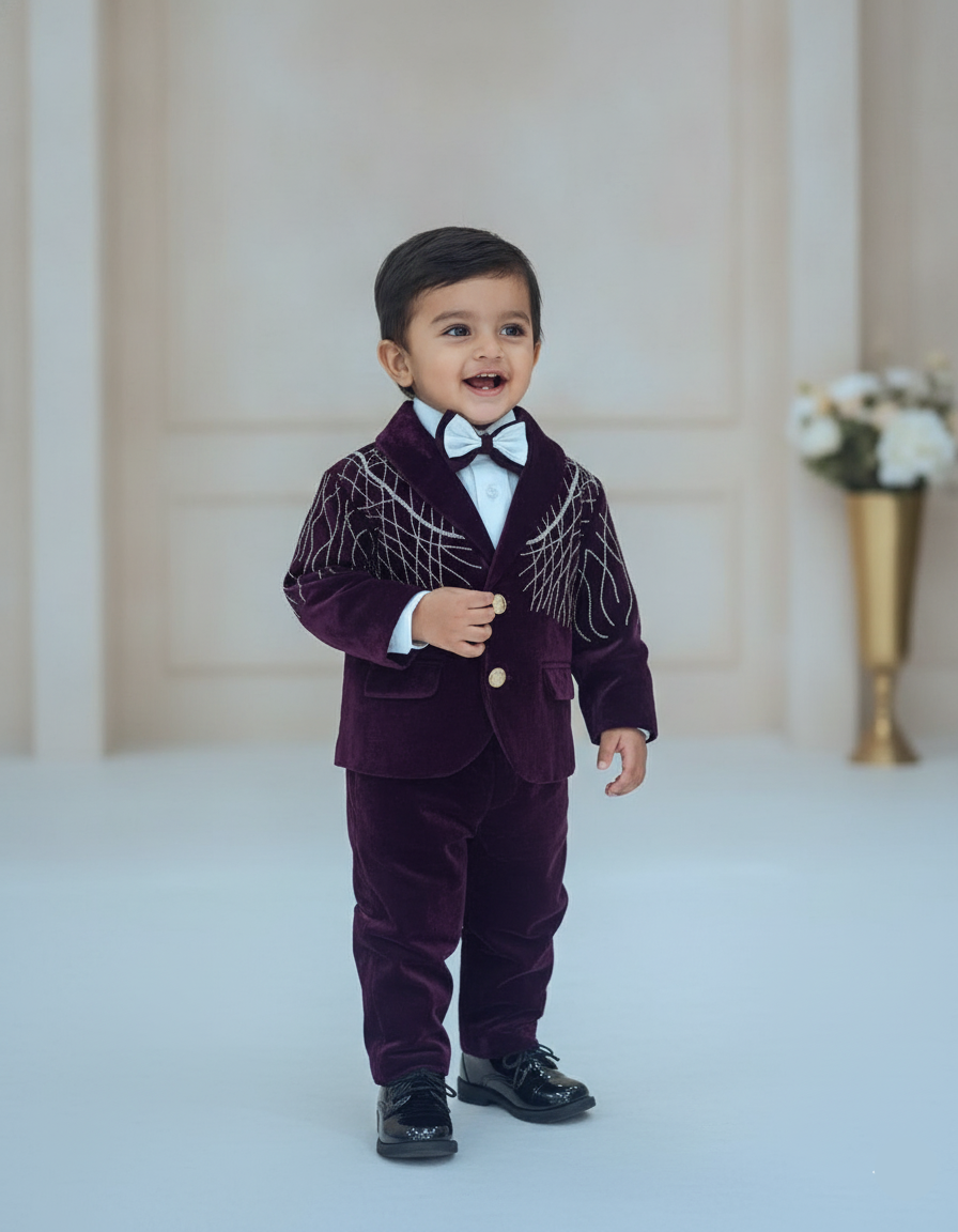 Purple Velvet Blazer Set