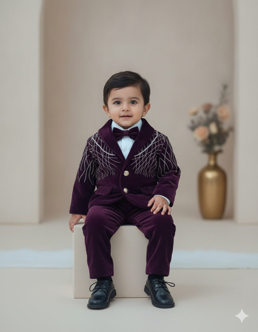 Purple Velvet Blazer Set