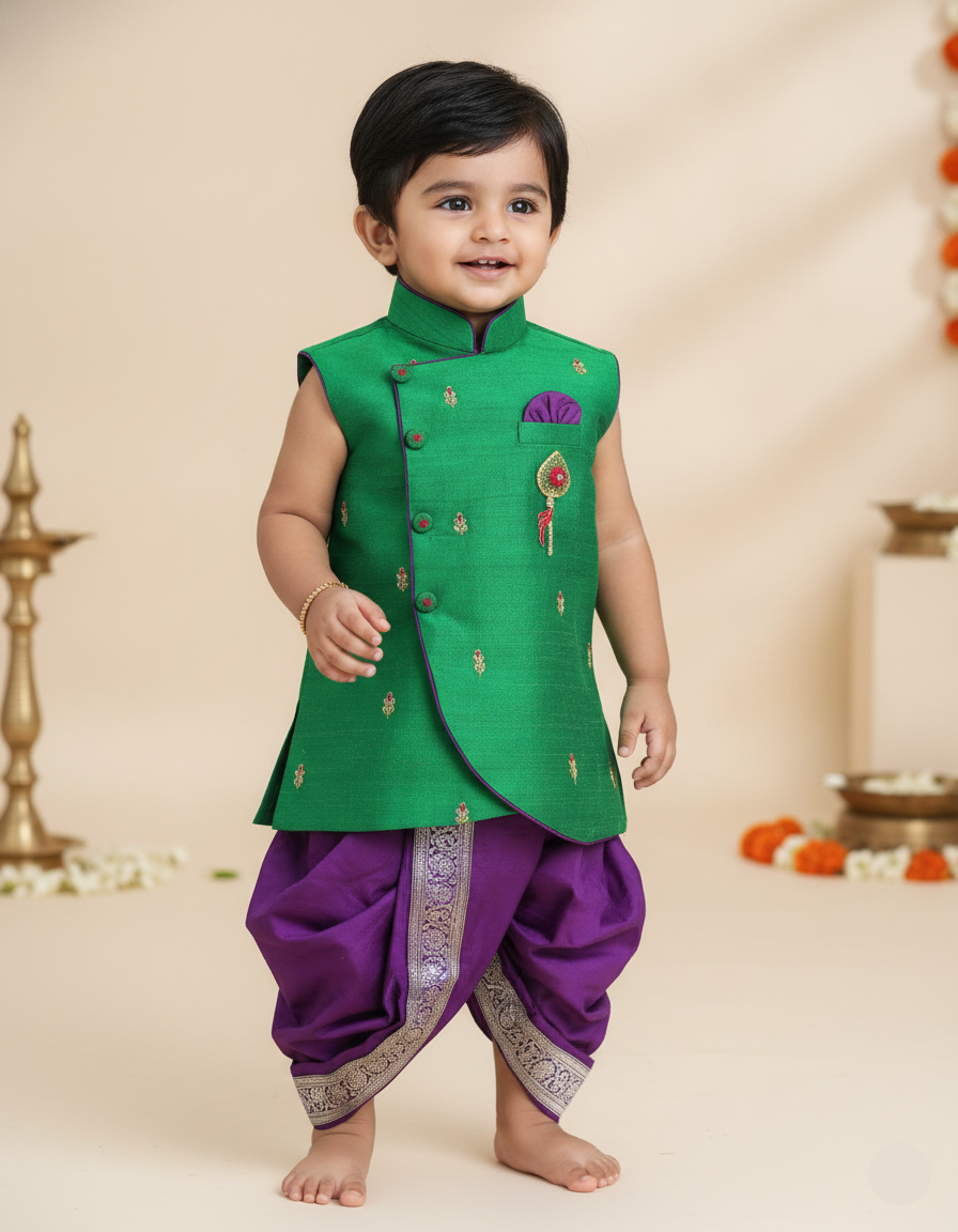 Traditional Dhoti Set-Green