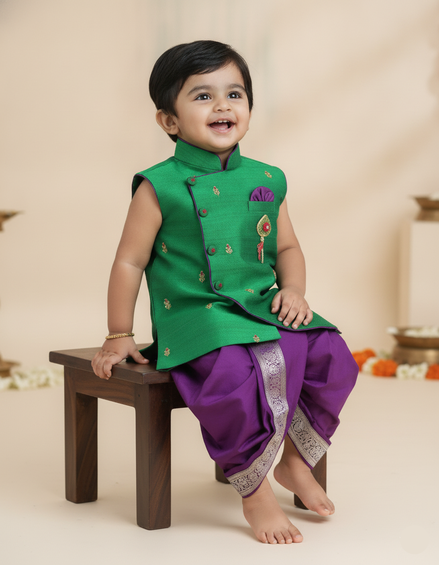 Traditional Dhoti Set-Green