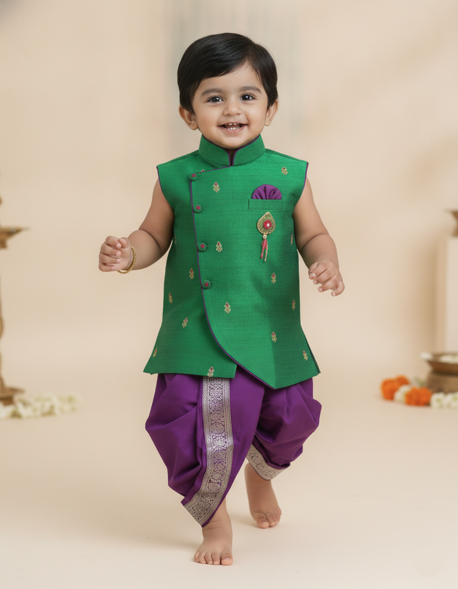Traditional Dhoti Set-Green