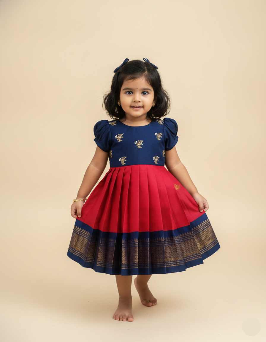 Festive Butti Frock - Red