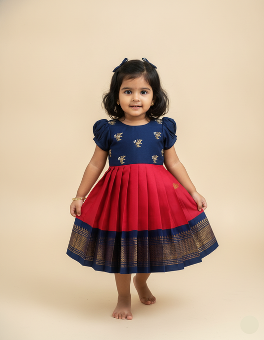 Festive Butti Frock - Red
