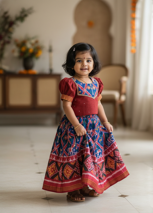 Patola Lehenga Set - Royal Blue