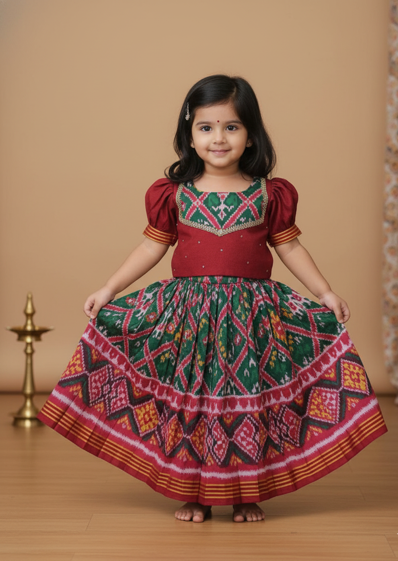 Patola Lehenga Set - Green