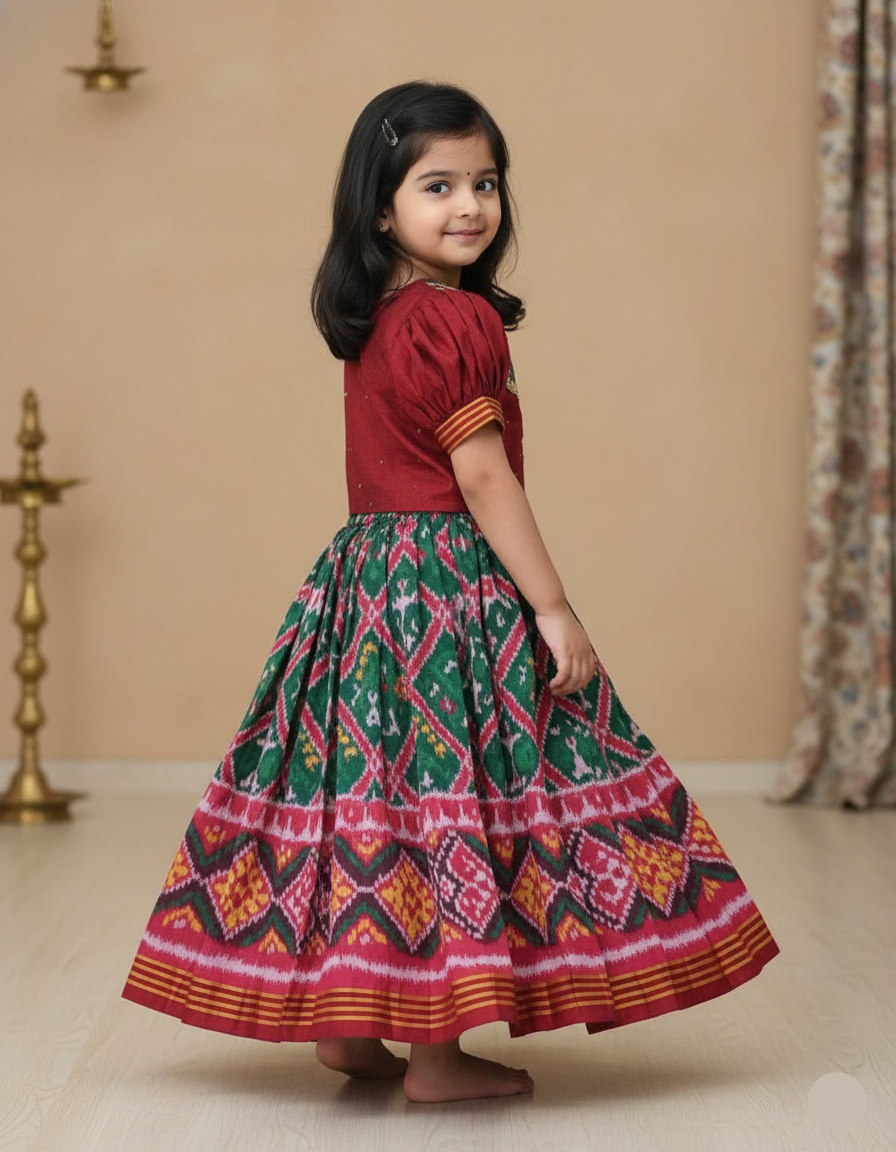 Patola Lehenga Set - Green