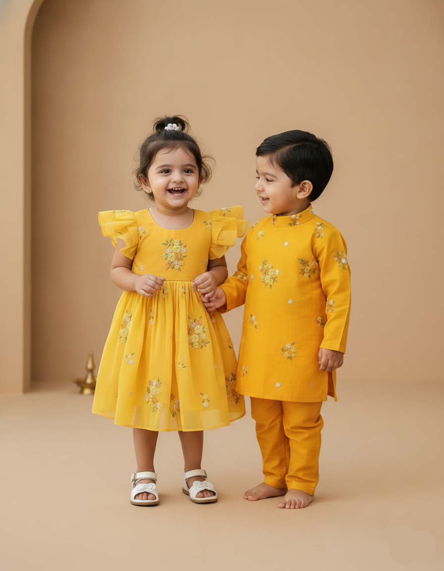 Floral Bloom Sibling Set- yellow