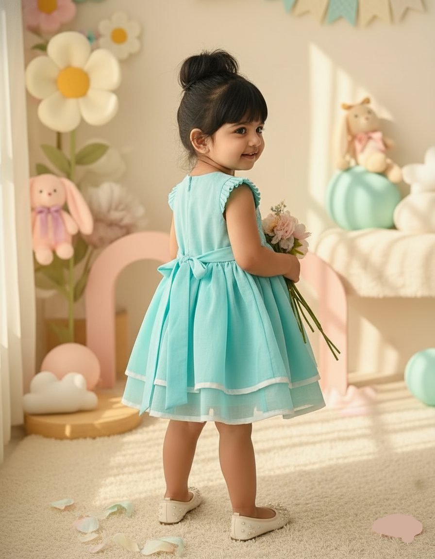 Aqua Bow Bloom Frock