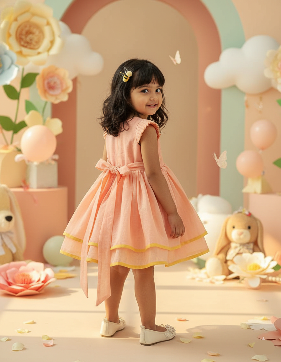 Peach Butterfly Bloom Frock