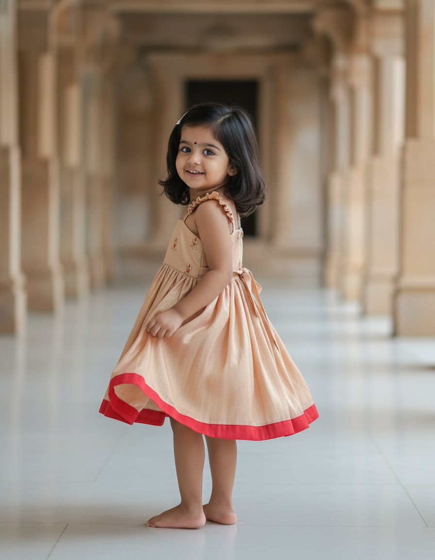 Peach Tissue Festive Frock