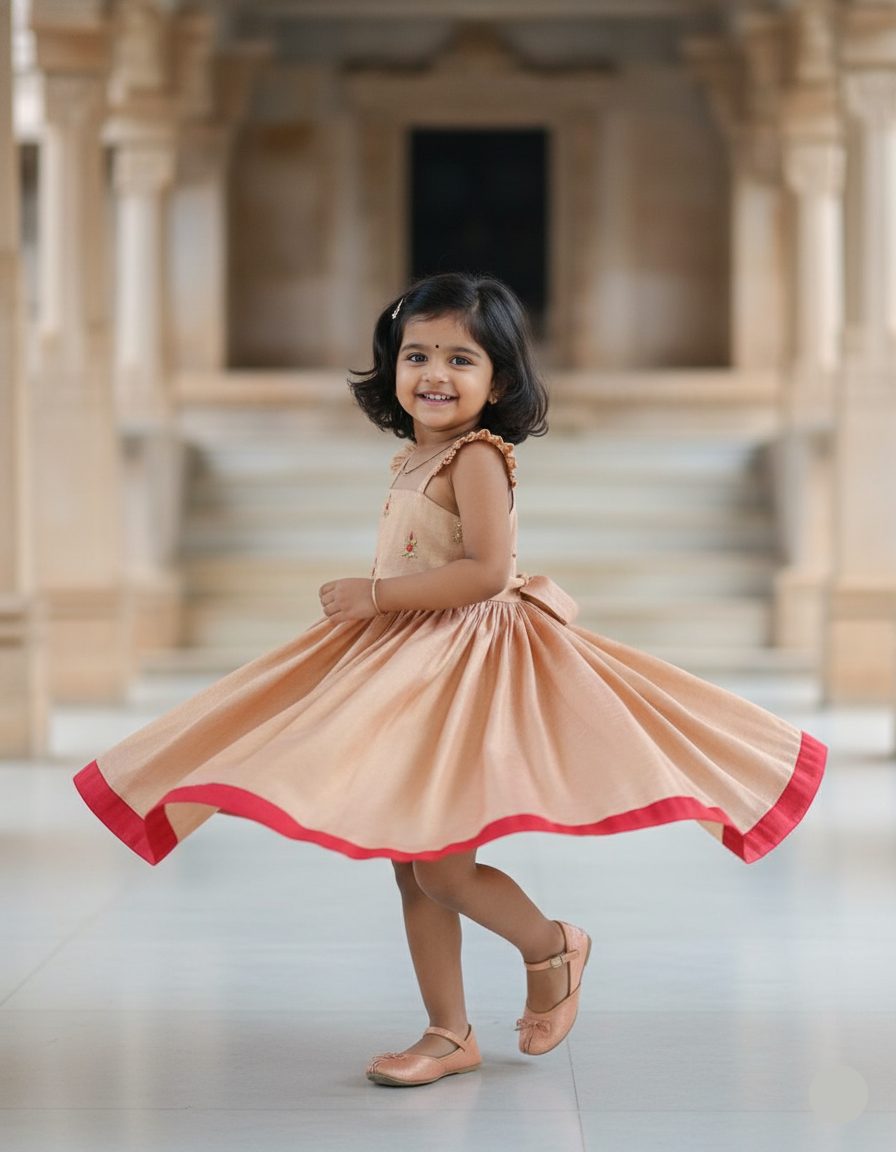Peach Tissue Festive Frock