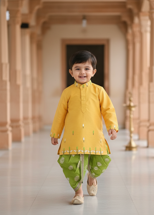 Yellow Festive Dhoti Set