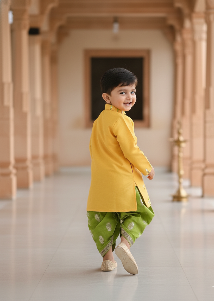 Yellow Festive Dhoti Set