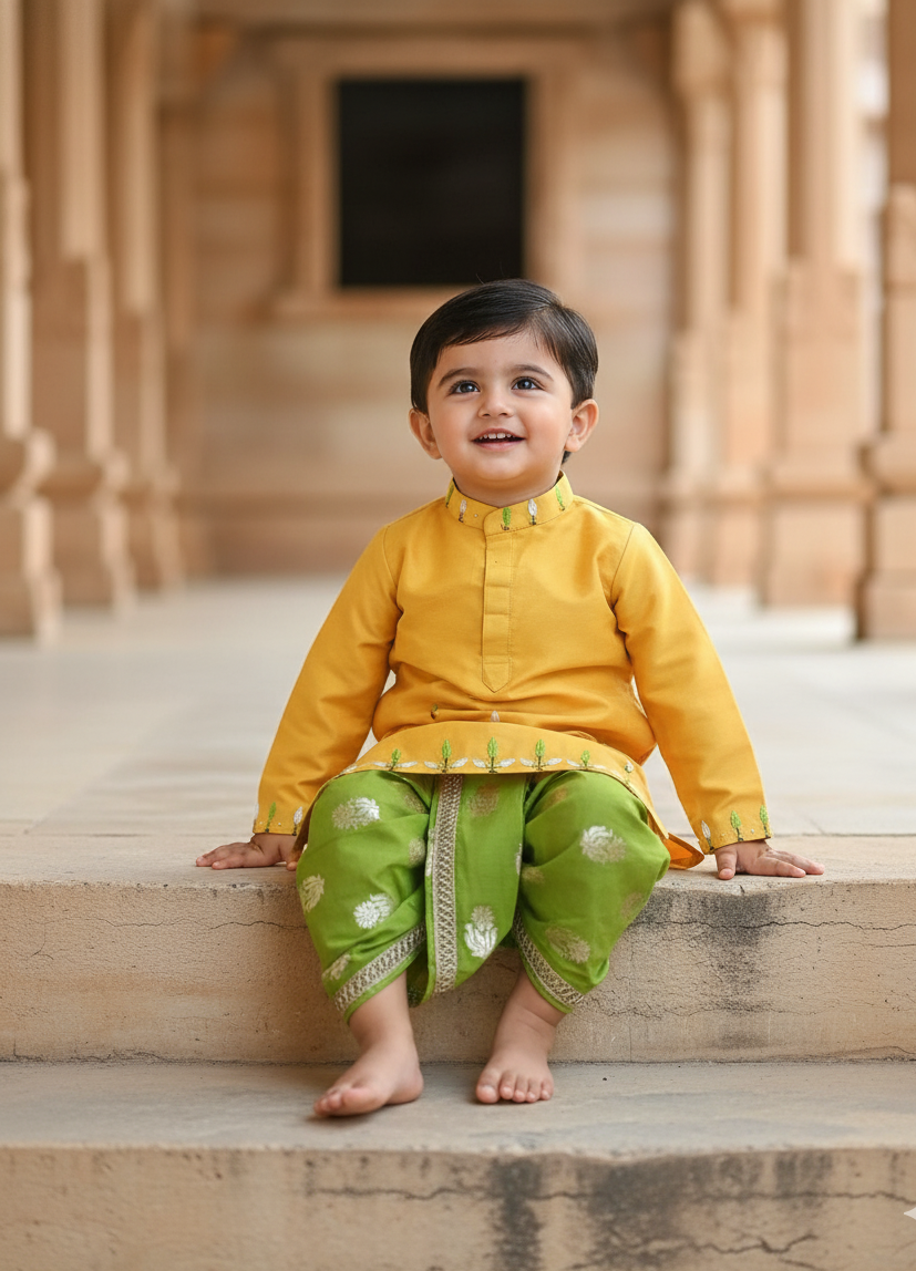 Yellow Festive Dhoti Set