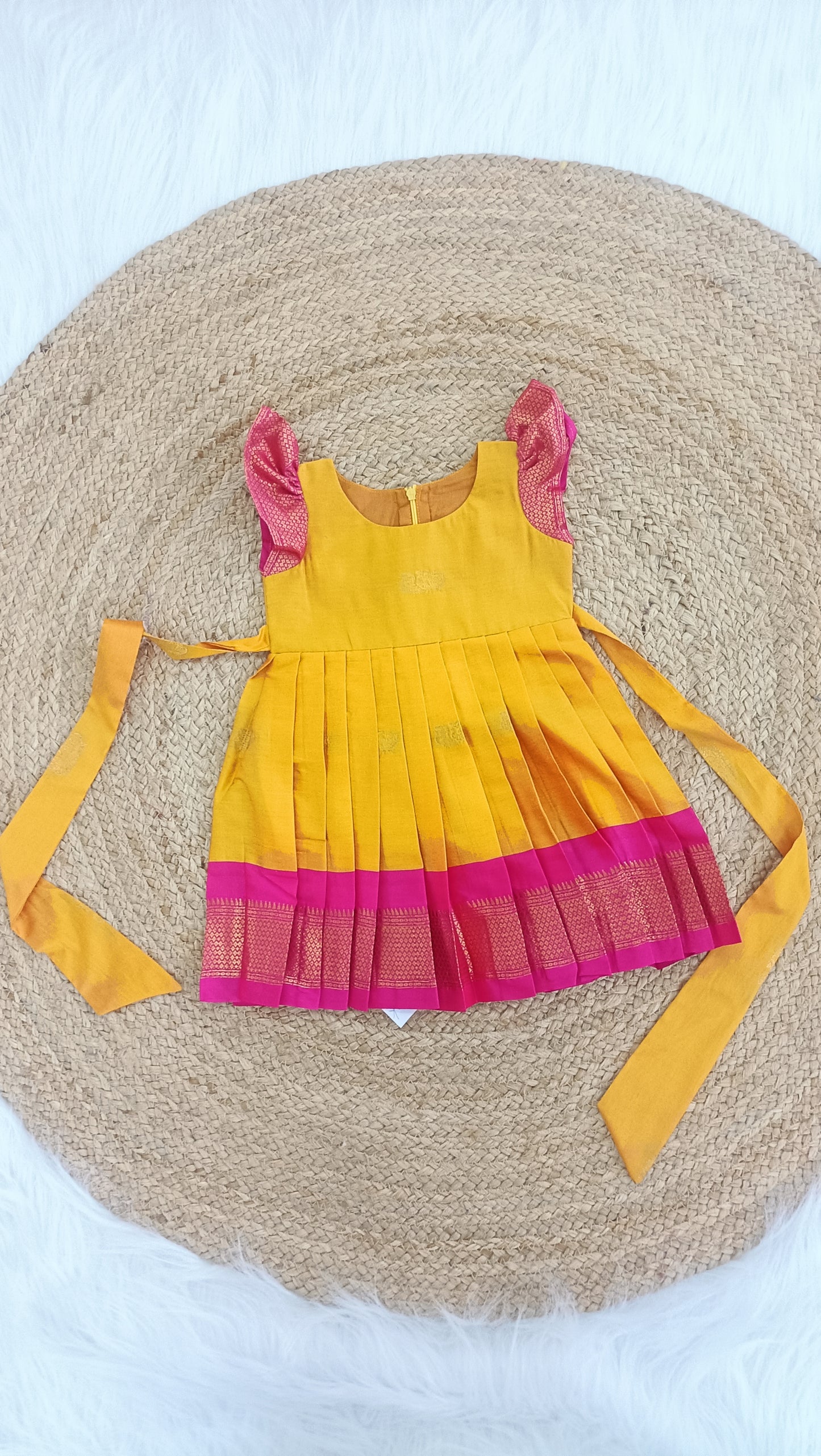 Sita Pleated Frock – Mustard Yellow