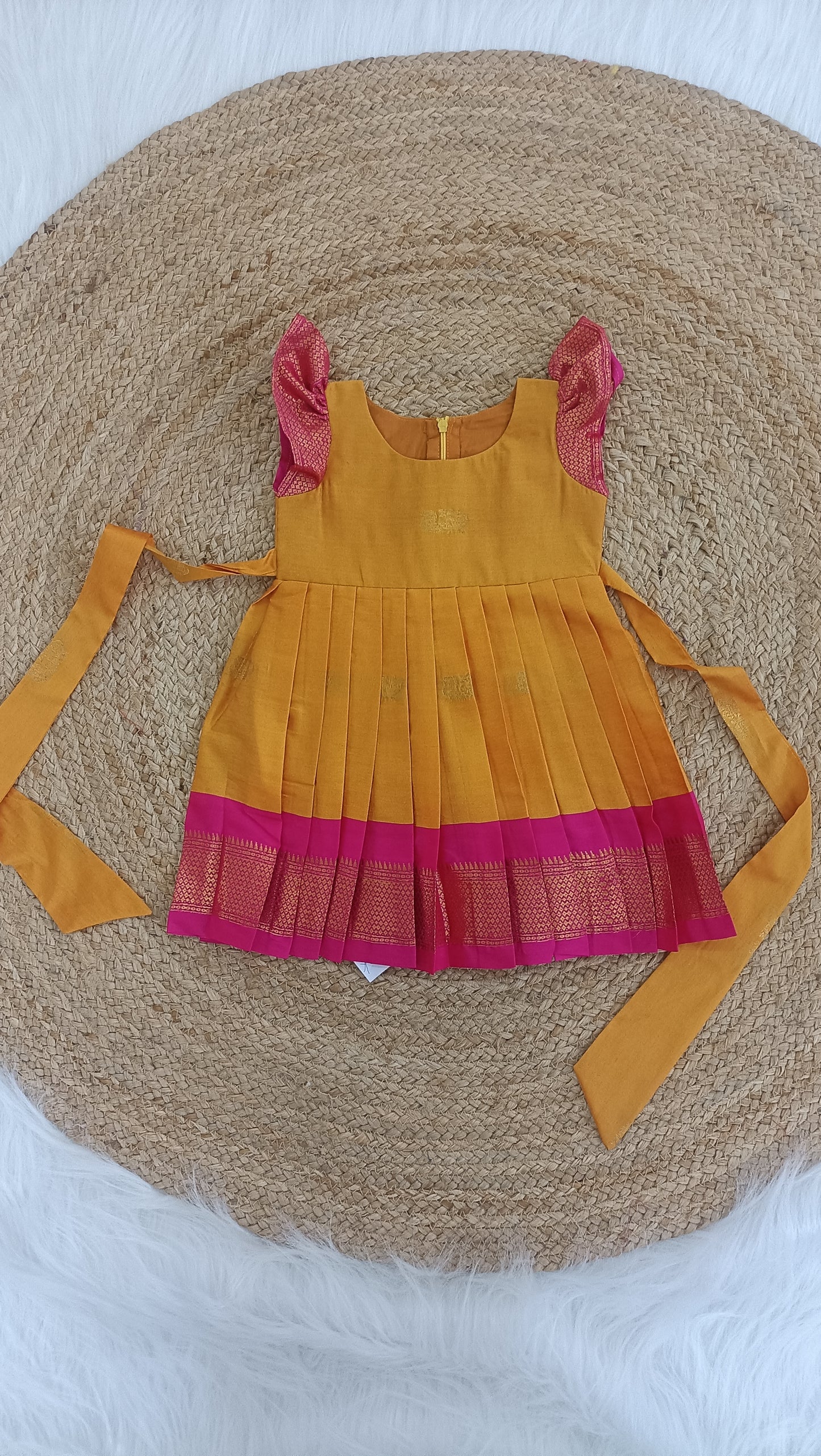 Sita Pleated Frock – Mustard Yellow