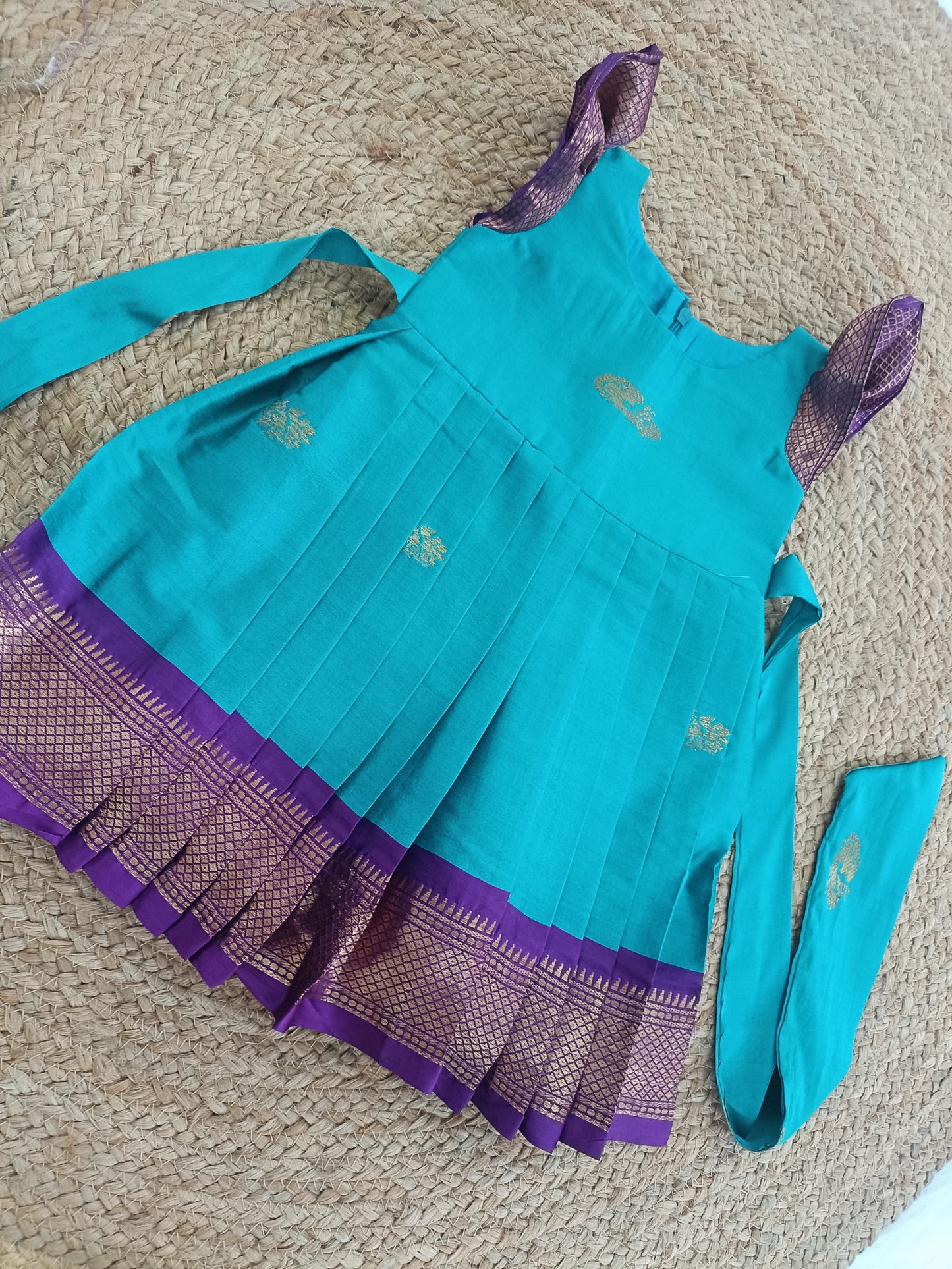Sita Pleated Frock – Turquoise Blue