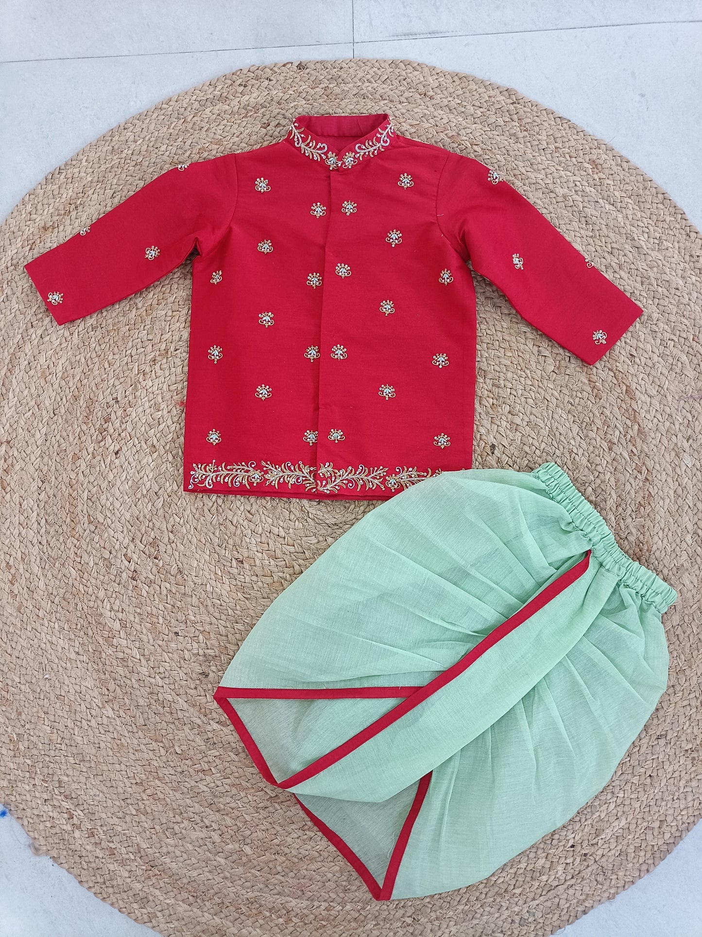 Festive Red Dhoti Set