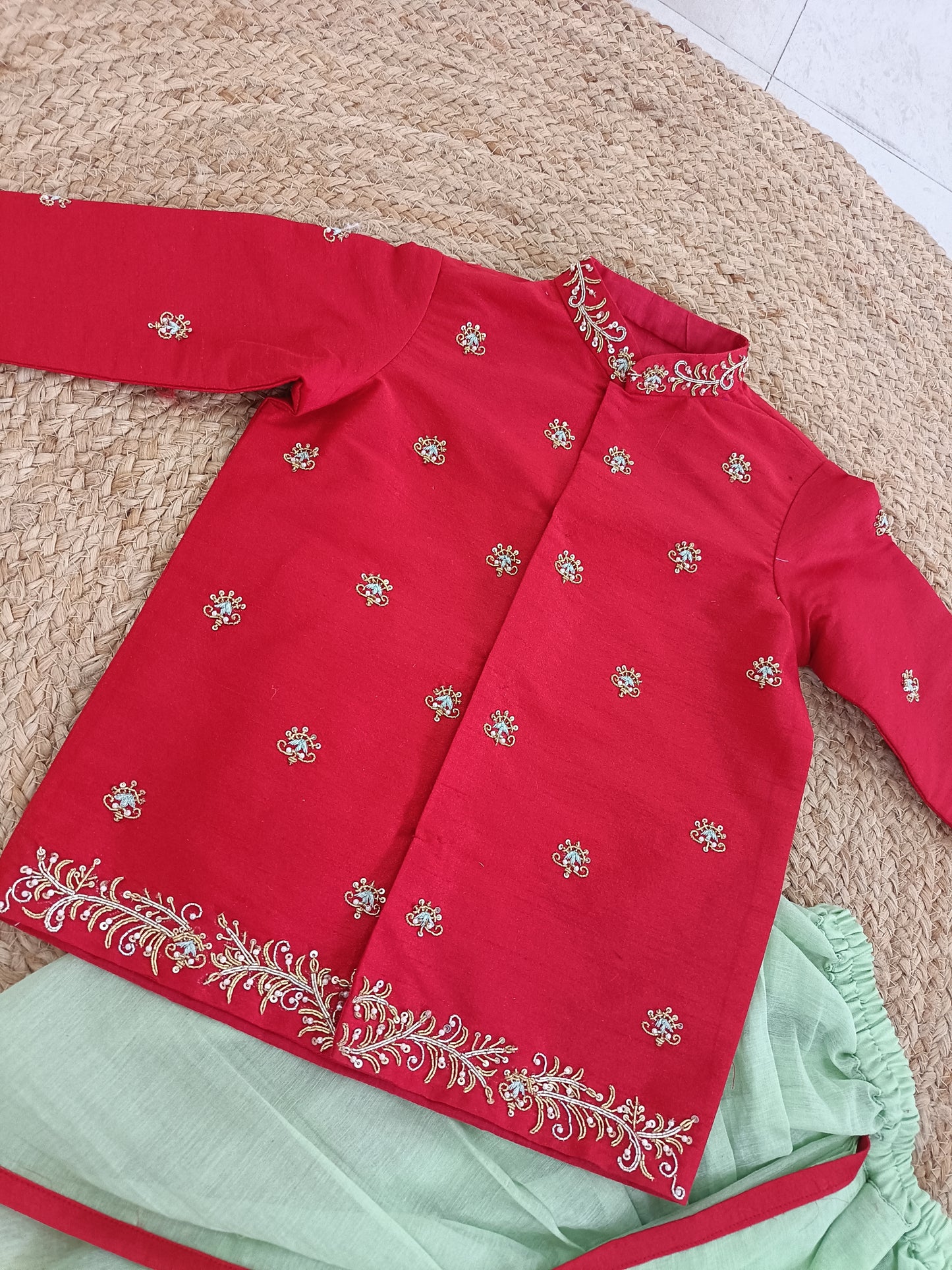 Festive Red Dhoti Set