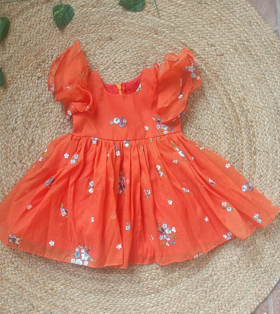 Floral Bloom Sibling Set- Orange