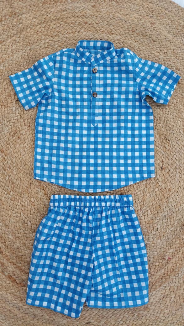 Little Checks Co-ord Set-Blue