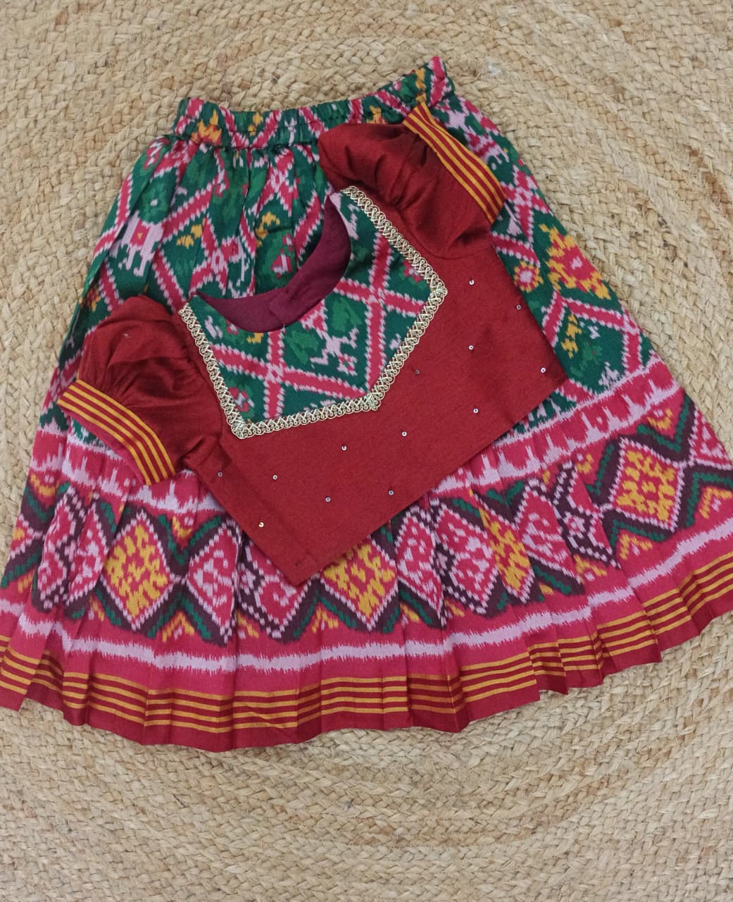 Patola Lehenga Set - Green