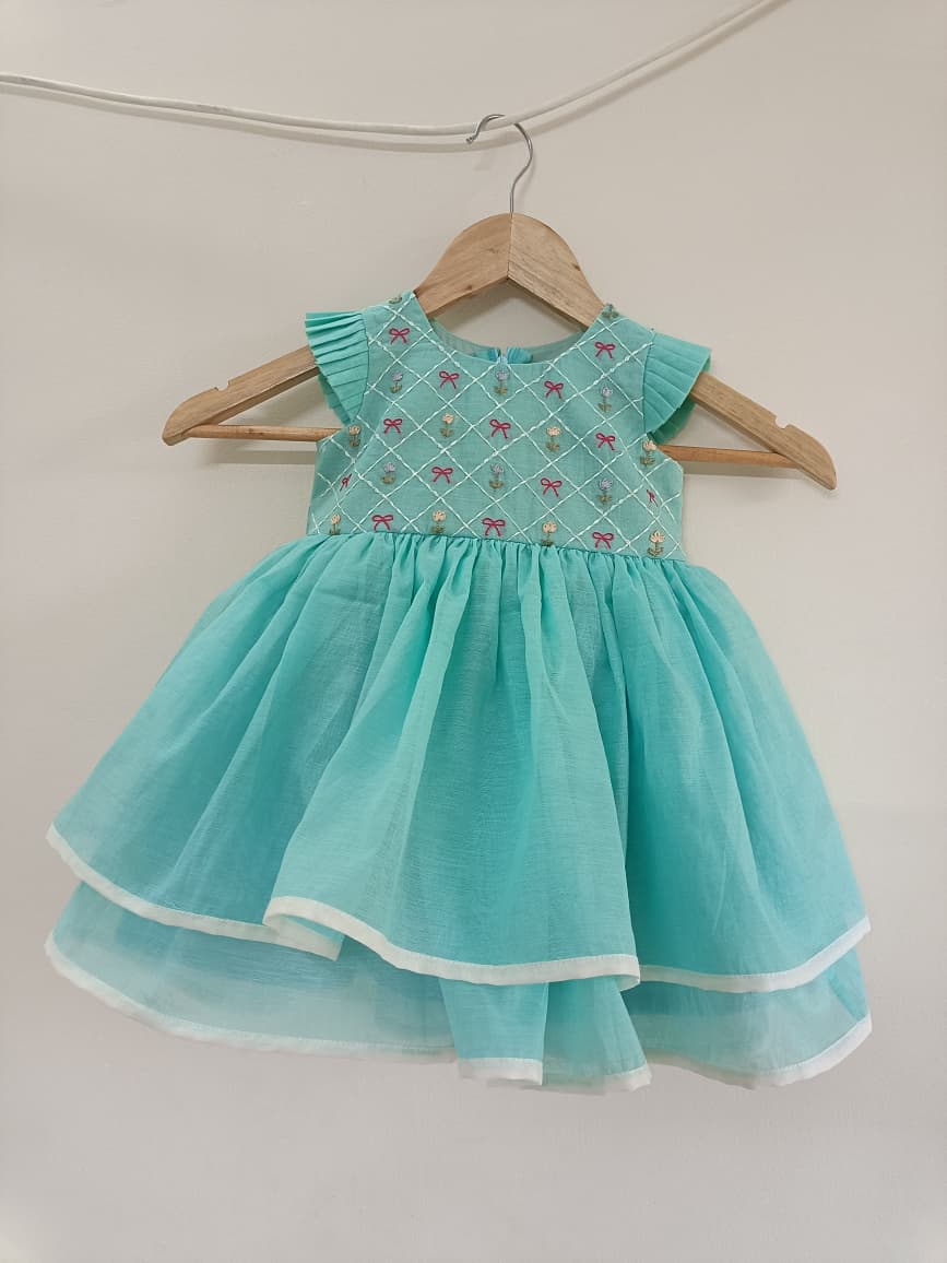 Aqua Bow Bloom Frock