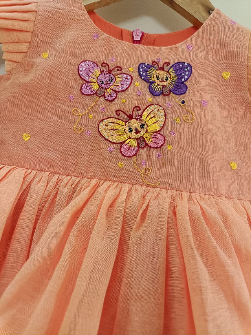 Peach Butterfly Bloom Frock
