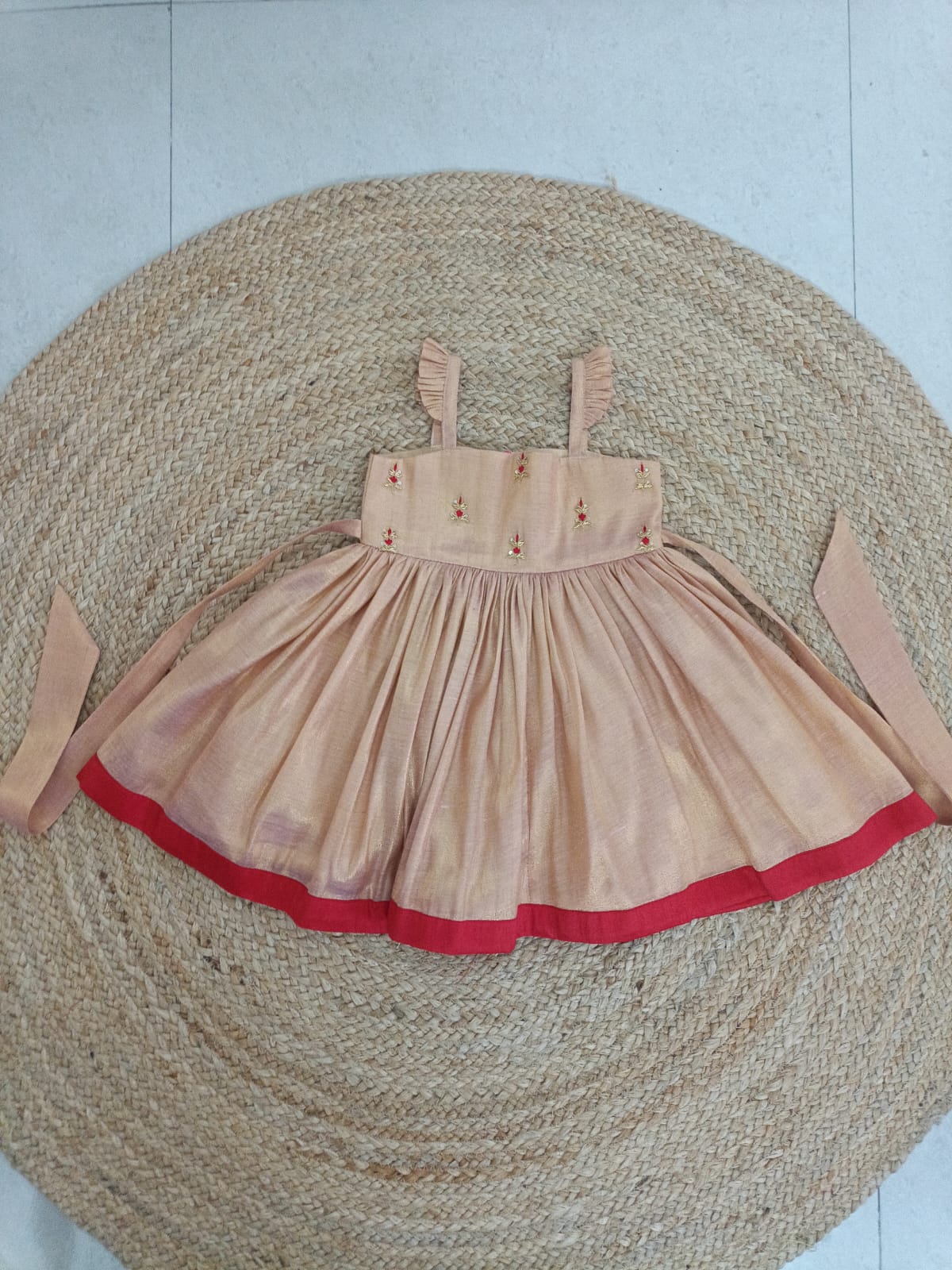 Peach Tissue Festive Frock