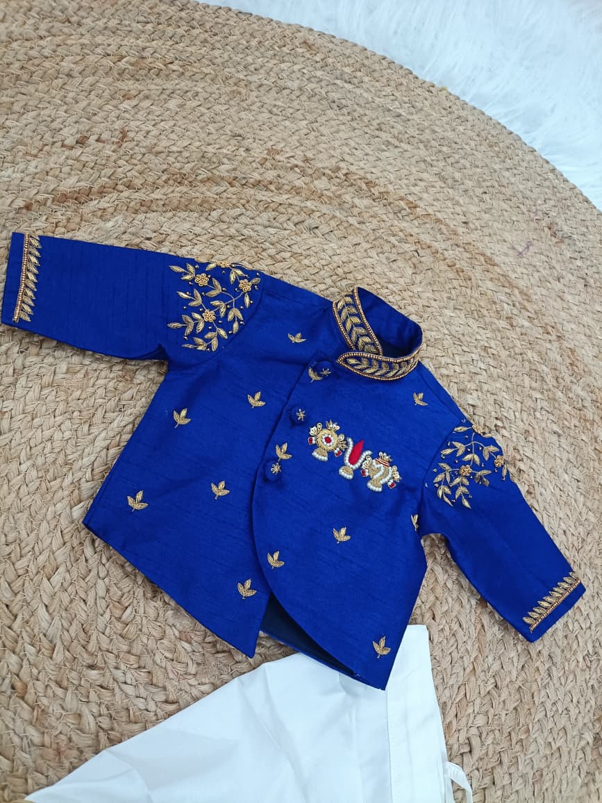 Royal Blue Namam Dhoti Set