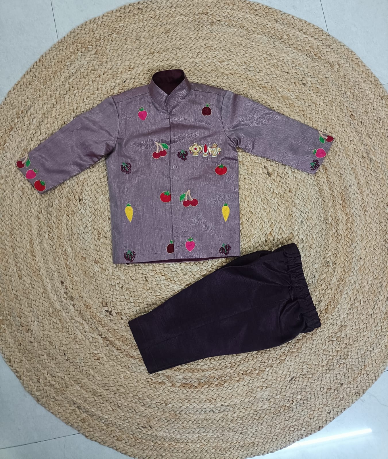 Fruit Embroidered Boys Festive Set