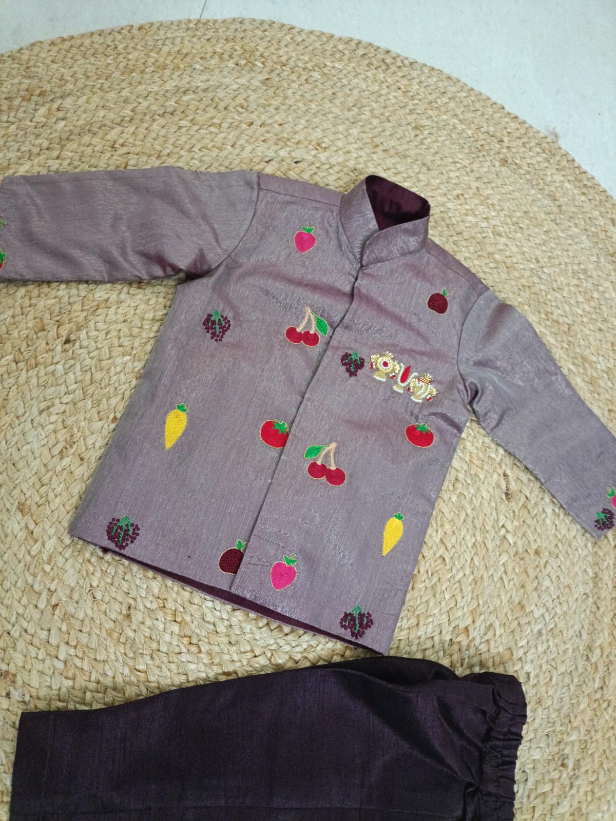 Fruit Embroidered Boys Festive Set