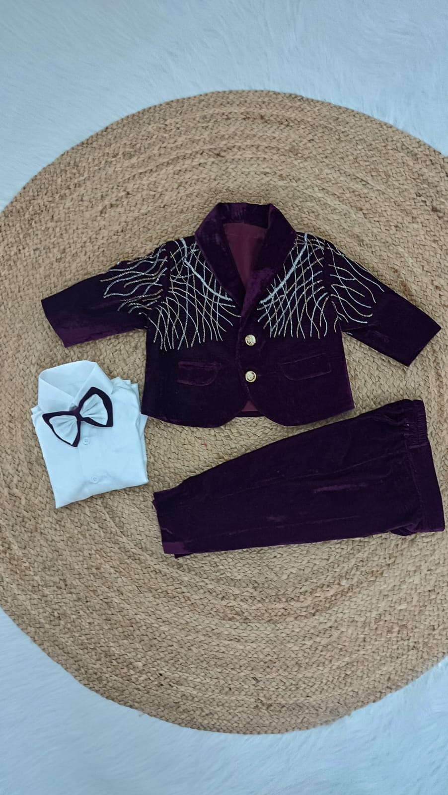 Purple Velvet Blazer Set