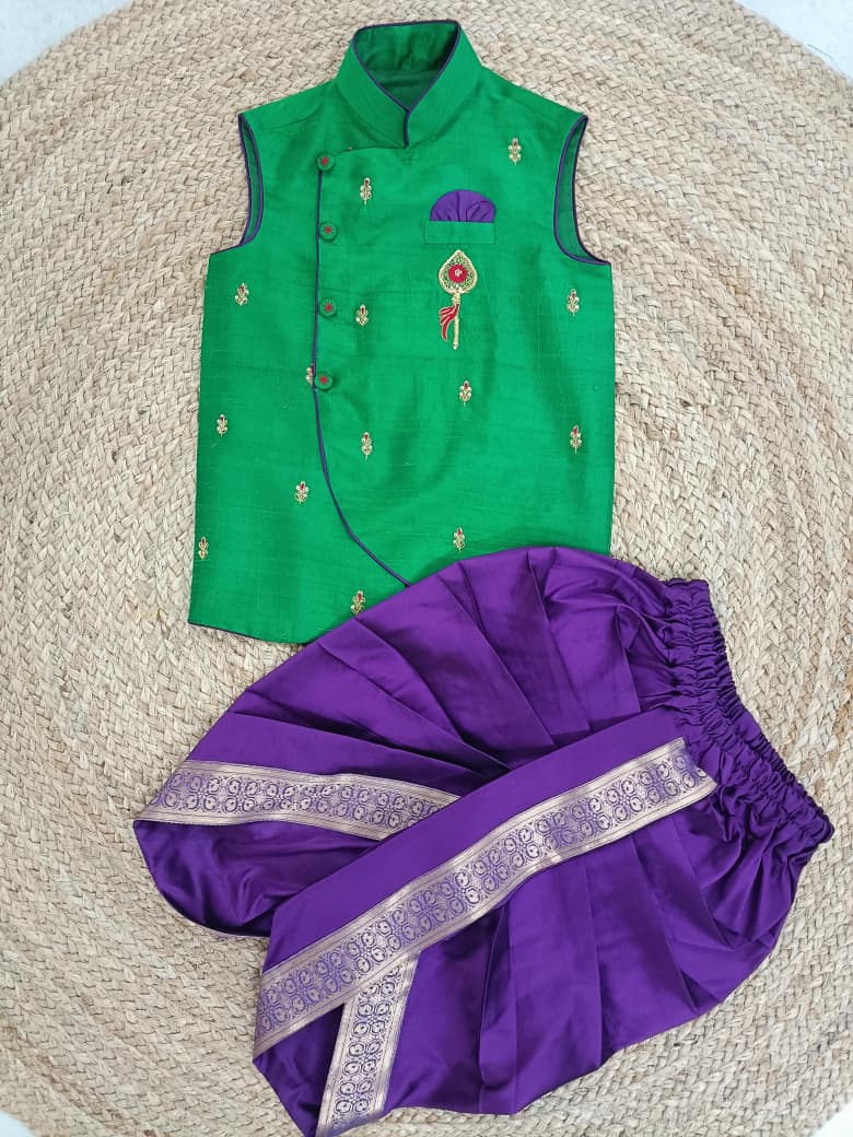 Traditional Dhoti Set-Green