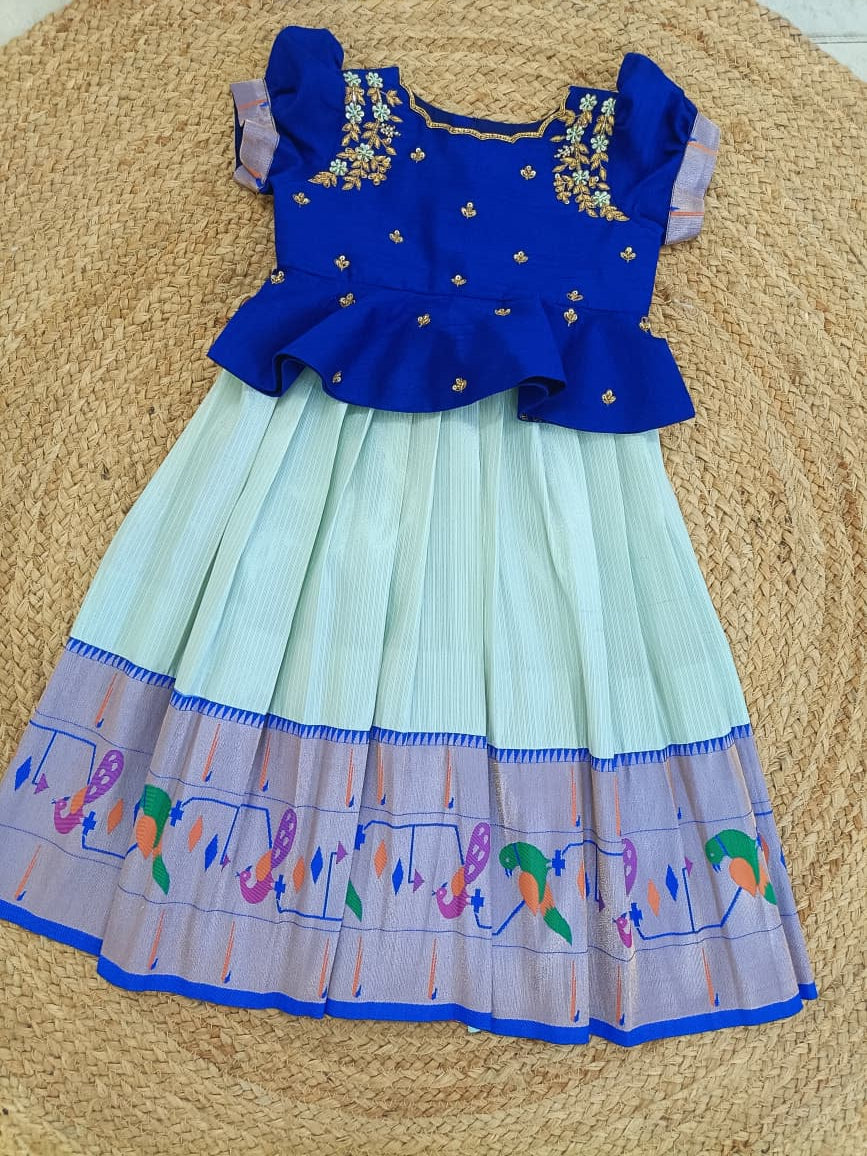 Paithani Lehenga Set - Ice Blue