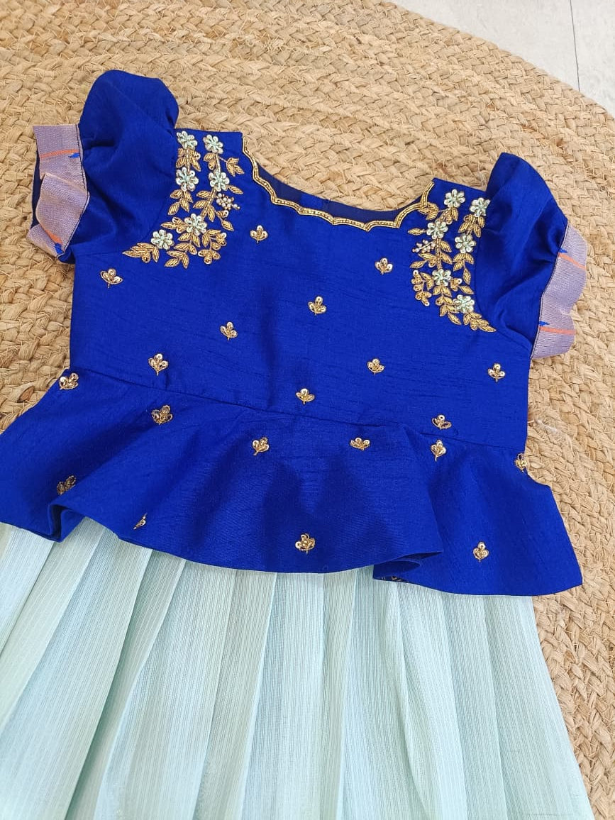 Paithani Lehenga Set - Ice Blue