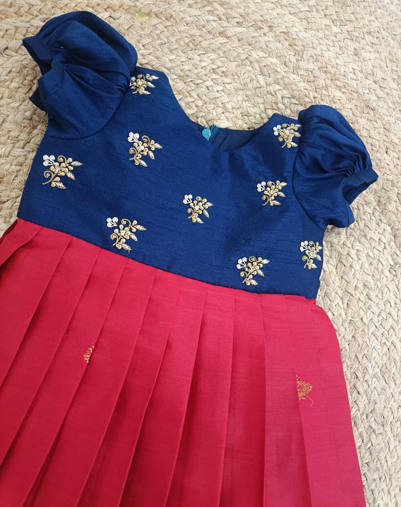 Festive Butti Frock - Red